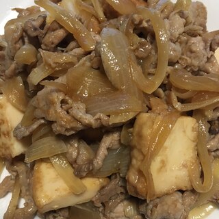 豚肉と厚揚げのすき焼き風炒め